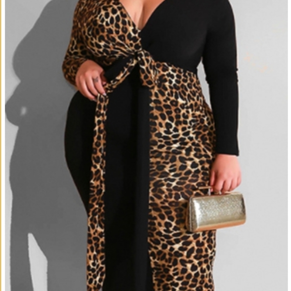 Animal print and black dress